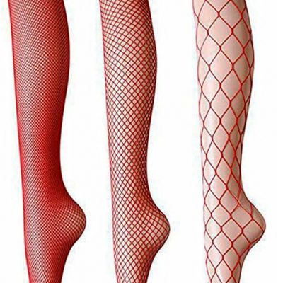 SEXY Pantyhose Fishnet Tights RED Andibeiqi Upgrade Stretch NIP LOT of 3 Pair